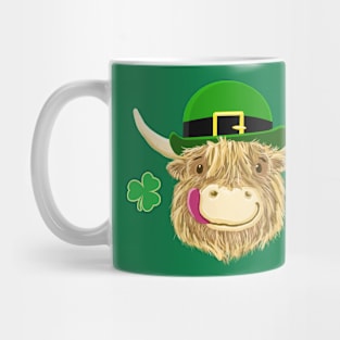 Scottish Highland Cow St Patrick's Day Hat Mug